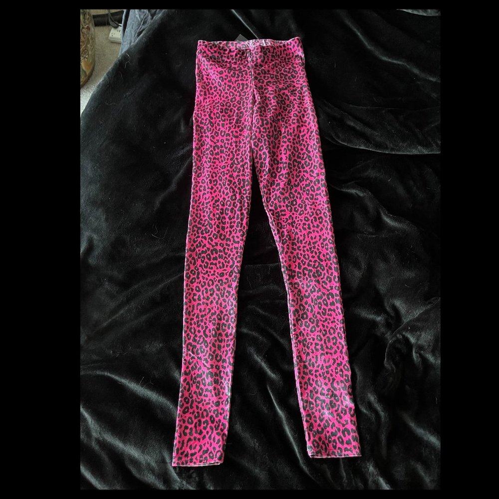 PINK VELVET LEOPARD LEGGINGS
